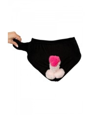Slip avec pénis en peluche mobile