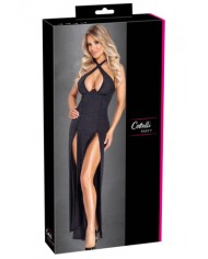 Robe longue à décolleté plongeant noire argentée - Cottelli PARTY