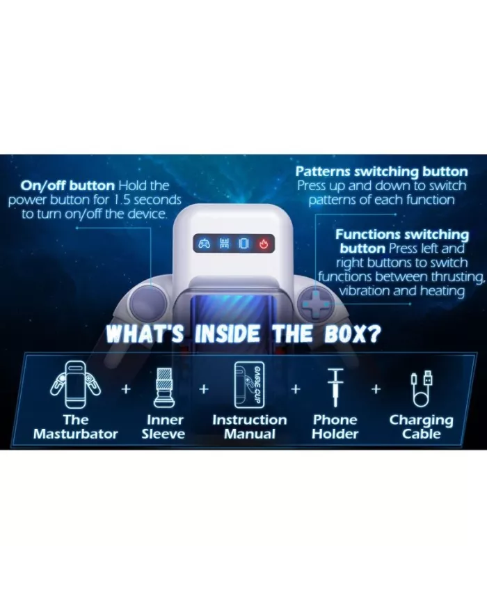 GAME CUP - MASTURBATEUR À VIBRATION DE POUSSÉE AVEC FONCTION CHAUFFANTE ET SUPPORT MOBILE - NOIR GAME CUP - MASTURBATEUR À VIBRATION DE POUSSÉE AVEC FONCTION CHAUFFANTE ET SUPPORT MOBILE - NOIR