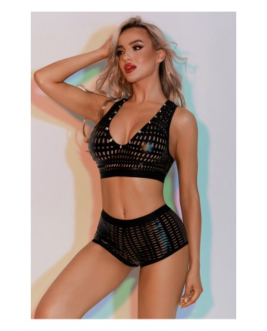 Ensemble Top et Shorty noir - J Lingerie