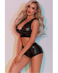 Ensemble Top et Shorty noir - J Lingerie