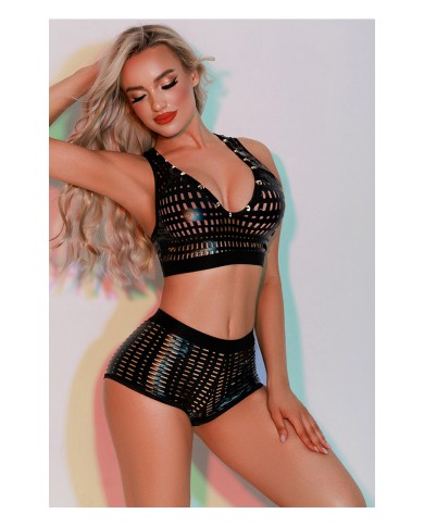 Ensemble Top et Shorty noir - J Lingerie