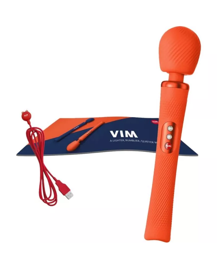 FUN FACTORY - VIM SILICONE RECHARGEABLE VIBRANT LESTÉ RUMBLE WAND SUNRISE ORANGE