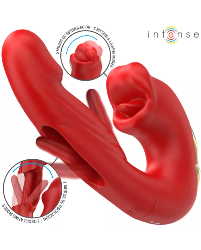 INTENSE - NATHY DOUBLE VIBRATEUR AVEC BOUCHE STIMULANTE MULTIFONCTION ROUGE INTENSE - NATHY DOUBLE VIBRATEUR AVEC BOUCHE STIMULANTE MULTIFONCTION ROUGE