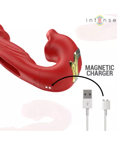 INTENSE - NATHY DOUBLE VIBRATEUR AVEC BOUCHE STIMULANTE MULTIFONCTION ROUGE