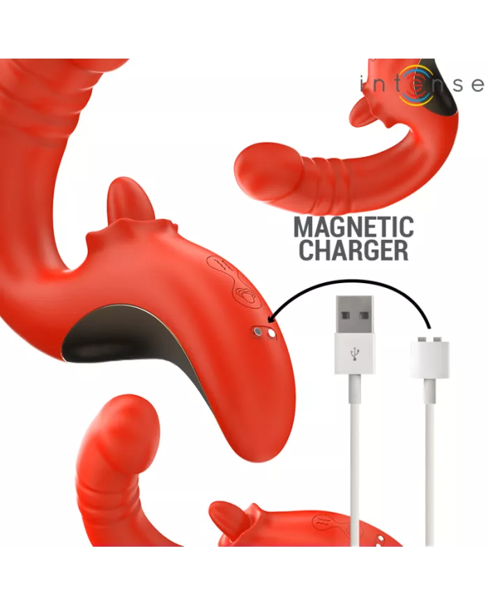 INTENSE - VIBRATEUR ET STIMULATEUR PAULINA EN FORME DE U ROUGE INTENSE - VIBRATEUR ET STIMULATEUR PAULINA EN FORME DE U ROUGE