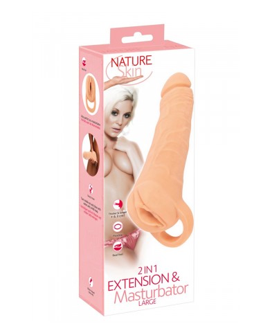 Masturbateur et extension de pénis  23,8 cm - Nature Skin