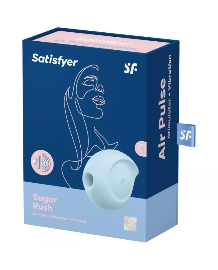 SATISFYER - STIMULATEUR ET VIBRATEUR D'IMPULSIONS D'AIR SUGAR RUSH BLEU