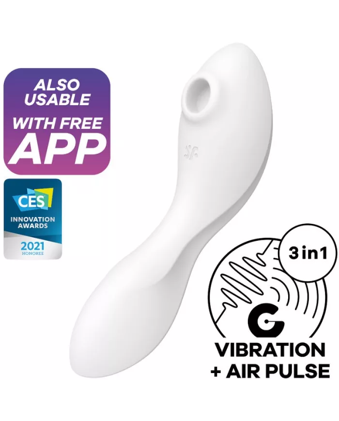 SATISFYER - APPLICATION STIMULATEUR ET VIBRATEUR CURVY TRINITY 5 BLANC SATISFYER - APPLICATION STIMULATEUR ET VIBRATEUR CURVY TRINITY 5 BLANC