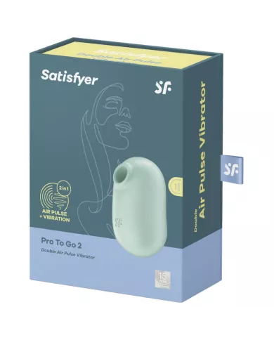 SATISFYER - STIMULATEUR ET VIBRATEUR DOUBLE AIR PULSE PRO TO GO 2 VERT