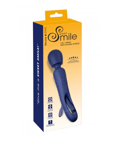 Vibro Wand réversible avec langue vibrante - Sweet Smile