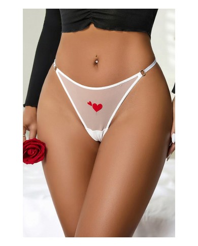 String coeur et strass Blanc - Litolu Lingerie