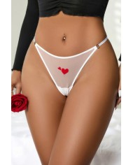 String coeur et strass Blanc - Litolu Lingerie