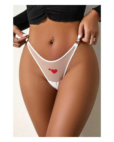 String coeur et strass Blanc - Litolu Lingerie