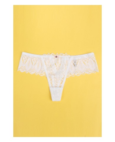 String dentelle dos lacé Blanc - Litolu Lingerie