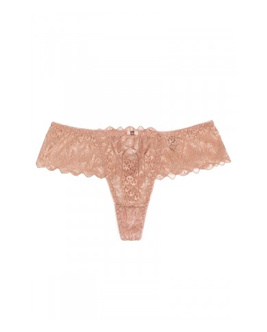 String dentelle dos lacé Rose - Litolu Lingerie