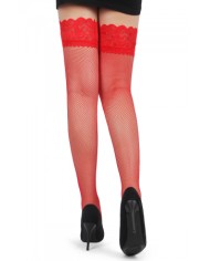 Bas résille jarretière dentelle Rouge - Ohyeah
