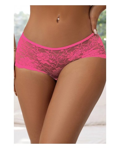 Tanga ouvert dentelle lacé Rose - Litolu Lingerie