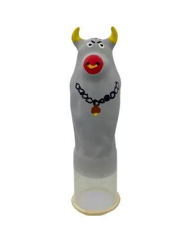 CONDOMERIE - PRÉSERVATIFS FANTAISIE PEINTS À LA MAIN TAUREAU GRIS MODÈLE XL