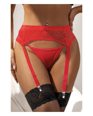 Porte-jarretelles et string Rouge - Litolu Lingerie