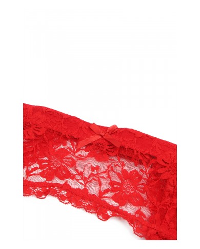 Porte-jarretelles et string Rouge - Litolu Lingerie