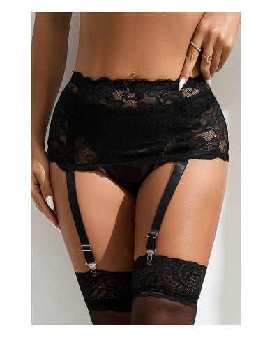 Porte-jarretelles dentelle large Noir - Litolu Lingerie