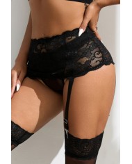 Porte-jarretelles dentelle large Noir - Litolu Lingerie