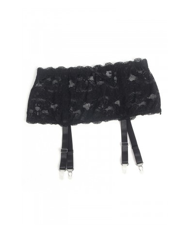 Porte-jarretelles dentelle large Noir - Litolu Lingerie