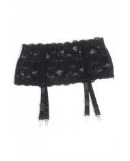 Porte-jarretelles dentelle large Noir - Litolu Lingerie