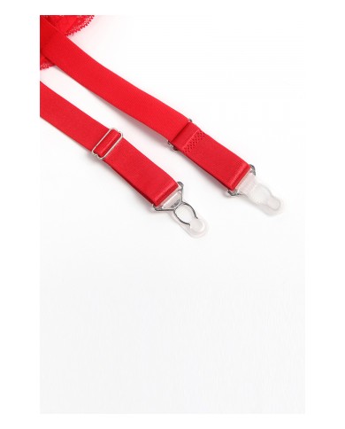 Porte-jarretelles dentelle large Rouge - Litolu Lingerie