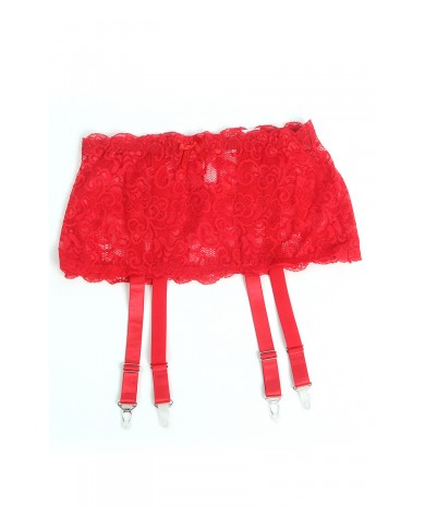 Porte-jarretelles dentelle large Rouge - Litolu Lingerie