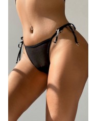 String brodé dans le dos Noir - Litolu Lingerie