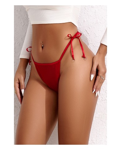 String brodé dans le dos Rouge - Litolu Lingerie