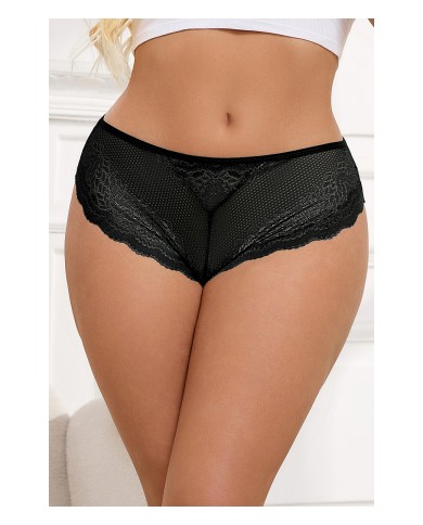 Tanga dentelle bijou Coeur Noir - Litolu Lingerie