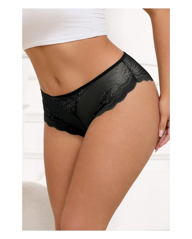 Tanga dentelle bijou Coeur Noir - Litolu Lingerie