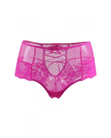 Tanga lacé dentelle taille haute Rose - Litolu Lingerie