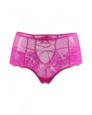 Tanga lacé dentelle taille haute Rose - Litolu Lingerie