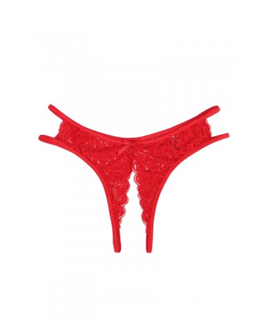 String ouvert dentelle Rouge - Litolu Lingerie