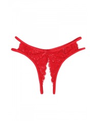 String ouvert dentelle Rouge - Litolu Lingerie