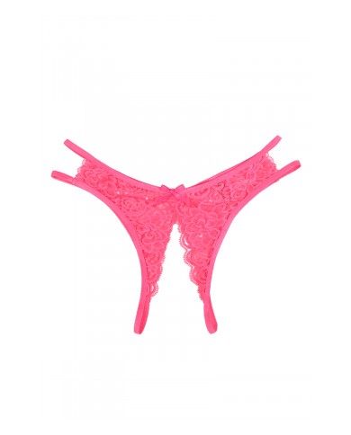 String ouvert dentelle Rose - Litolu Lingerie