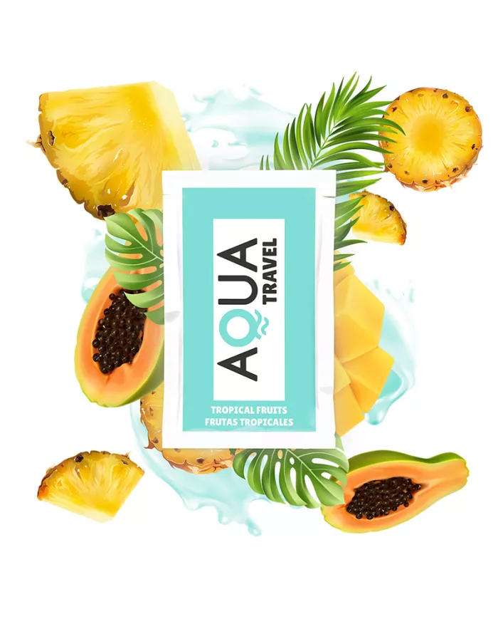 AQUA TRAVEL - LUBRIFIANT À BASE D'EAU SAVEUR FRUITS TROPICAUX 6 ML AQUA TRAVEL - LUBRIFIANT À BASE D'EAU SAVEUR FRUITS TROPICAUX 6 ML