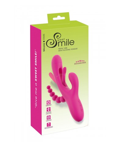 Triple vibro avec langue oscillante - Sweet Smile