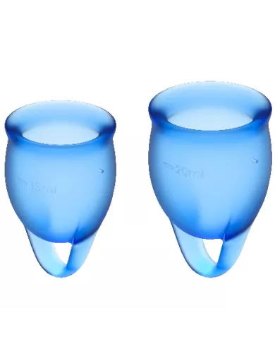 SATISFYER - COUPE MENSTRUELLE FEEL CONFIDENT BLEU FONCÉ 15 + 20 ML SATISFYER - COUPE MENSTRUELLE FEEL CONFIDENT BLEU FONCÉ 15 + 20 ML