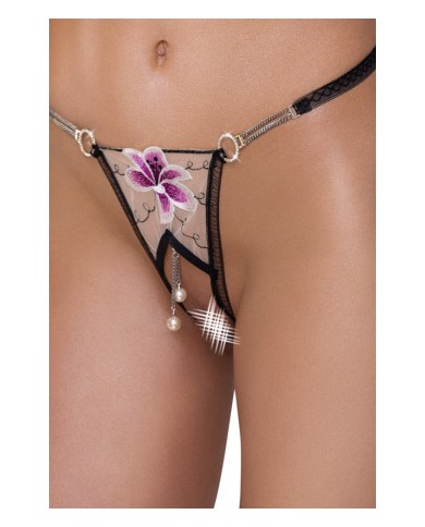 String ouvert Fleur brodée - Cottelli LINGERIE