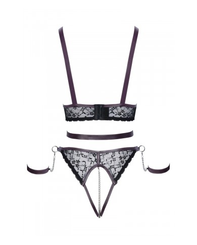 Ensemble ouvert 3 pièces noires - Cotelli Bondage