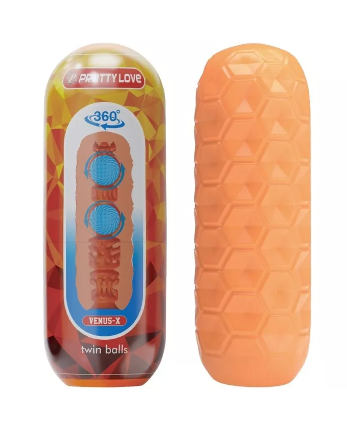 PRETTY LOVE - MASTURBATEUR POUR HOMME À DEUX BOULES ORANGE PRETTY LOVE - MASTURBATEUR POUR HOMME À DEUX BOULES ORANGE