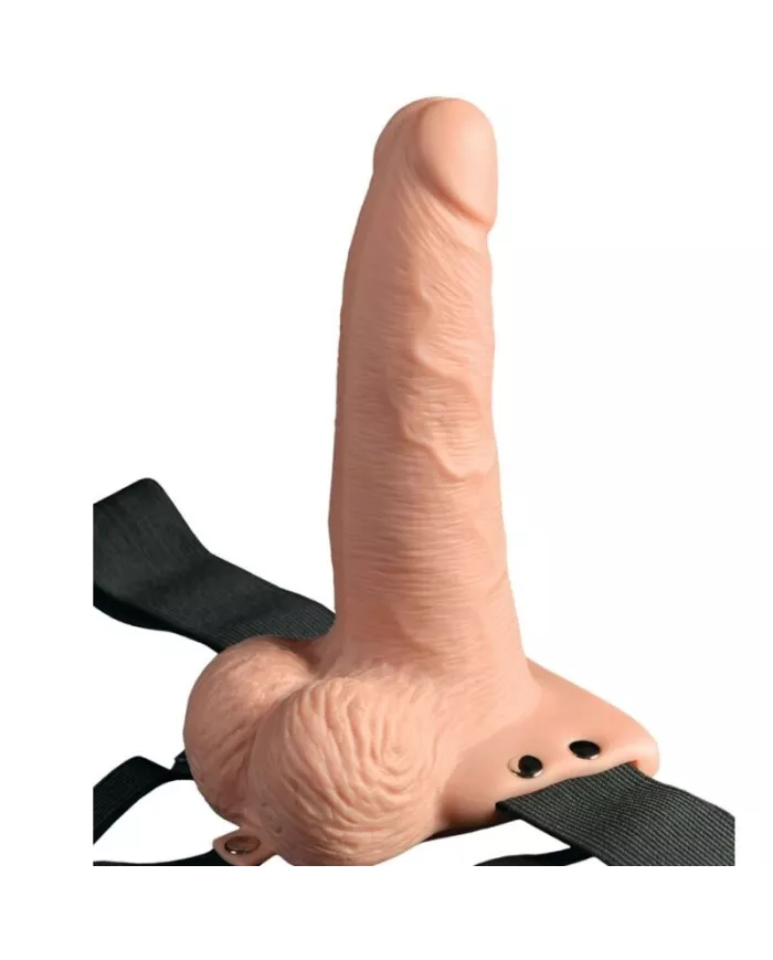 FETISH FANTASY SERIES - HARNAIS RÉGLABLE TÉLÉCOMMANDE PÉNIS RÉALISTE AVEC TESTICULES RECHARGEABLES ET VIBRATEUR 15 CM