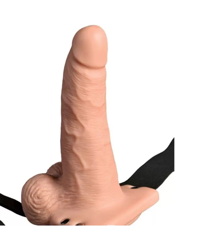 FETISH FANTASY SERIES - HARNAIS RÉGLABLE TÉLÉCOMMANDE PÉNIS RÉALISTE AVEC TESTICULES RECHARGEABLES ET VIBRATEUR 15 CM