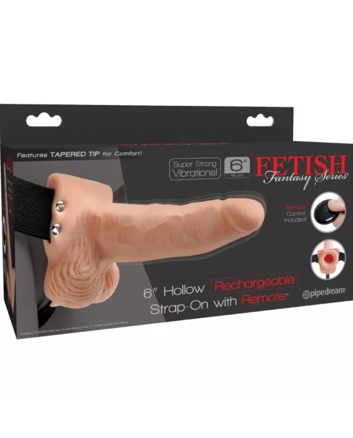 FETISH FANTASY SERIES - HARNAIS RÉGLABLE TÉLÉCOMMANDE PÉNIS RÉALISTE AVEC TESTICULES RECHARGEABLES ET VIBRATEUR 15 CM