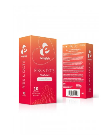 10 préservatifs Ribs and Dots - EasyGlide